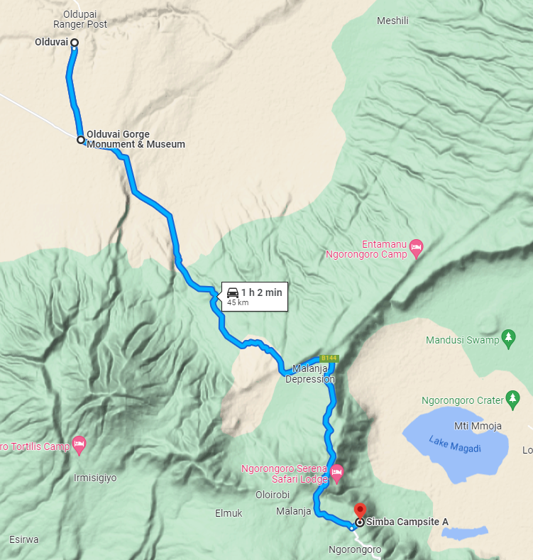 Cesta z Ngorongoro do Olduvajské rokle